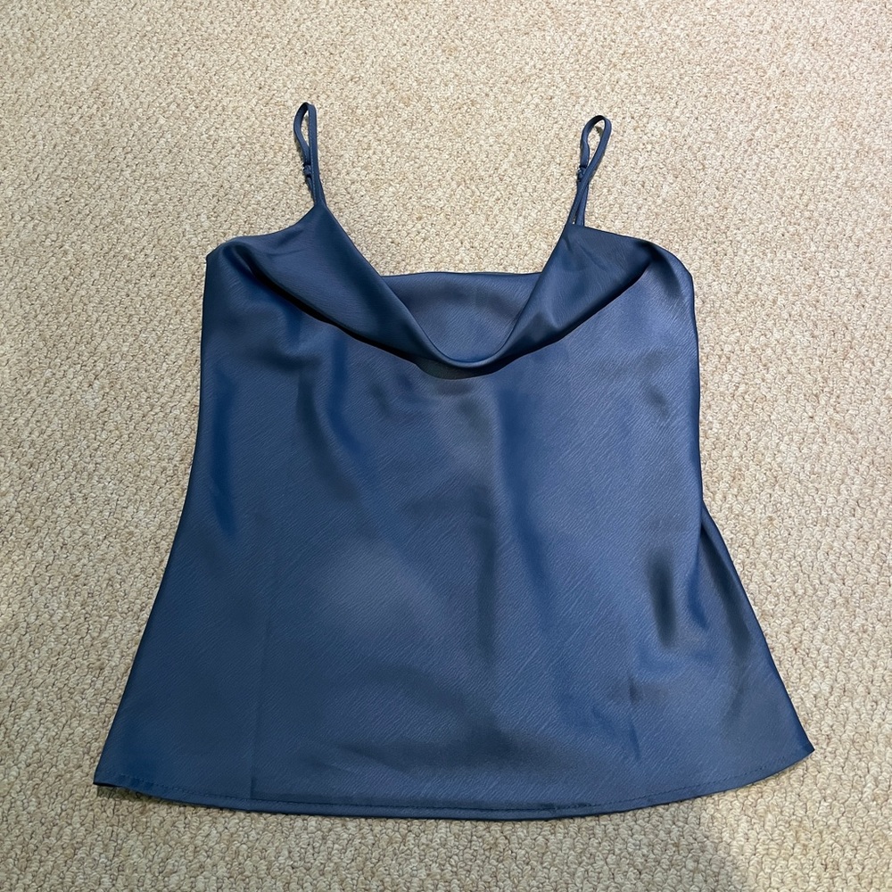 Lily Rain Blue Cowl Neck Top